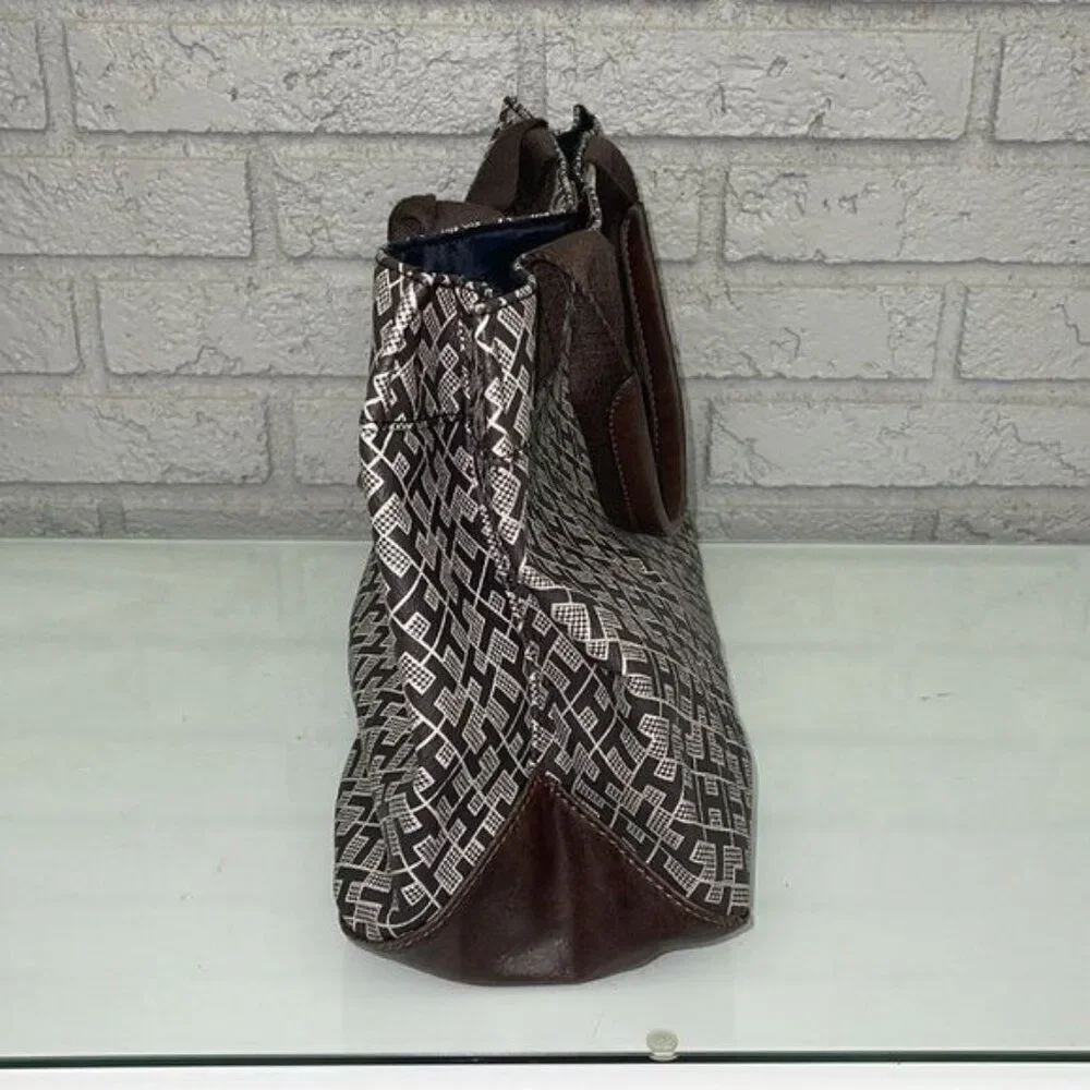 Tommy Hilfiger Women Small Brown Monogram Tote/ Handbag